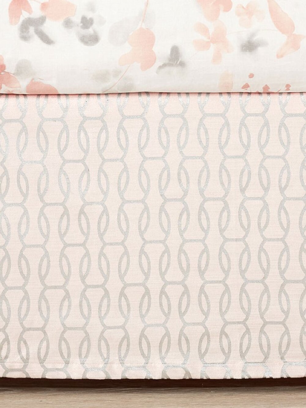 Pottery Barn Baby Crib Skirt Amelia Velvet Bedskirt Metallic Cotton Nursery NWT